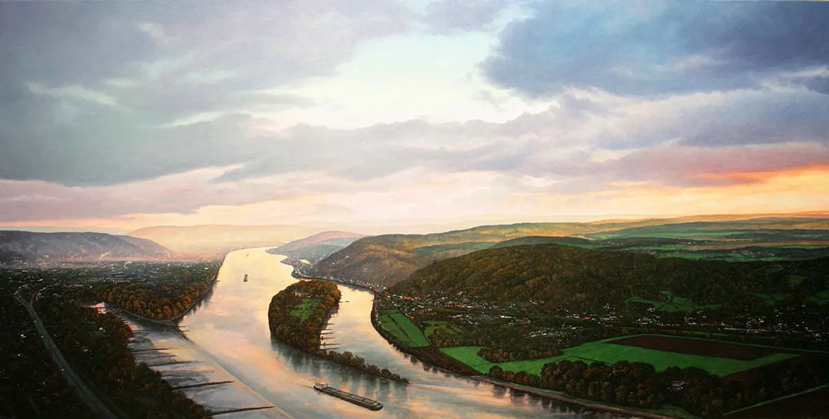 Blick vom Drachenfels - Landschaftsmalerei von Jürgen Schmitz