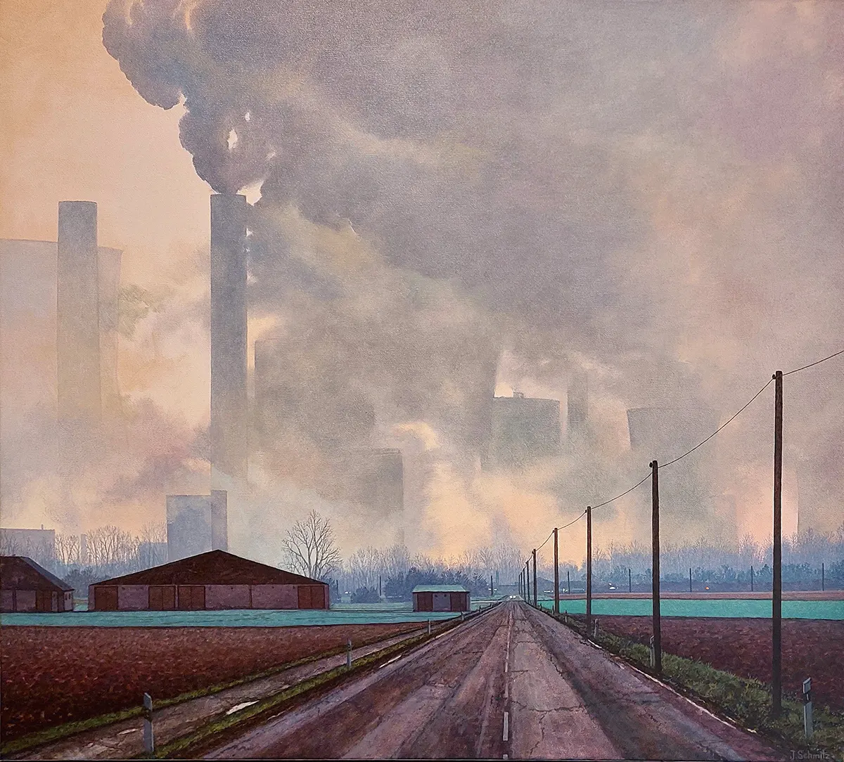 Kraftwerk Niederaussem - Landschaftsbild vom Maler Jürgen Schmitz